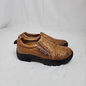Roper Performance Clog Women’s 7 Ostrich Print SlipOn Shoes Leather Brown